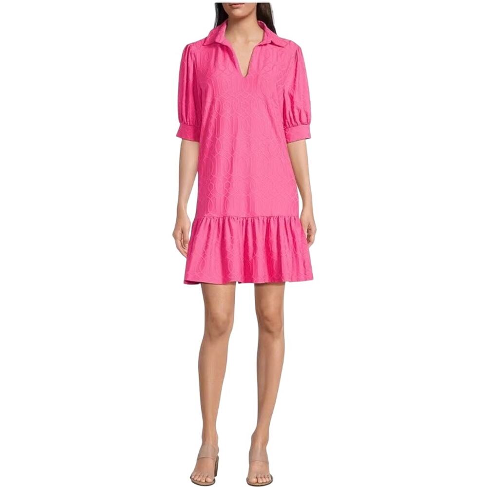 Jude Connally Tierney Jacquard Jude Cloth Dress Garden Gate Peony Pink Size M